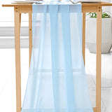 Qfdian Sage Green Chiffon Table Runner Wedding Decoration Baby Shower Birthday Parties Christmas Halloween Thanksgiving Events Supplies