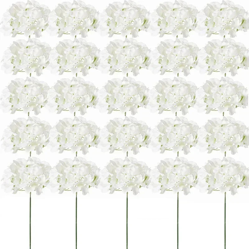 Qfdian 25PCS Hydrangea Artificial Flowers  Silk Hydrangea Heads Flowers for DIY Wedding Centerpiece Home Party Decoration