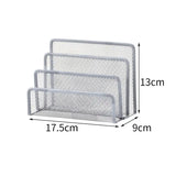 Qfdian 1 Pcs Black Desktop Office Storage Grid Metal Three-layer Business Card File Office Supplies Storage Rack