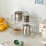 Qfdian Kitchen Countertop Storage Rack Spice Shelf Versatile Stainless Steel Storage Basket for Bathroom Toiletries Cup Organizer Racks