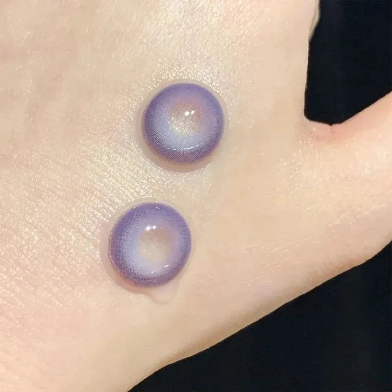 Qfdian Blue Purple Color Contact Lenses Softlens for Eyes Lenses Cosmetic Eyecontacts with Myopia