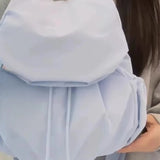 Qfdian Korean Sweet Girls Chic Backpack Fashion Preppy All Match Students Schoolbags Women Casual Pleated Nylon Backpacks Y2k Aesthetic