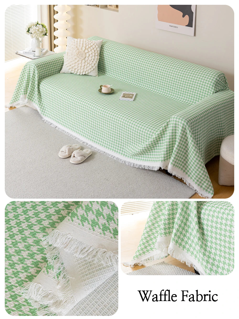 Qfdian Chenille Sofa Towel for living room French Style home decoration Sofa Cover Couch Cover Tassel edge Waffle cushion