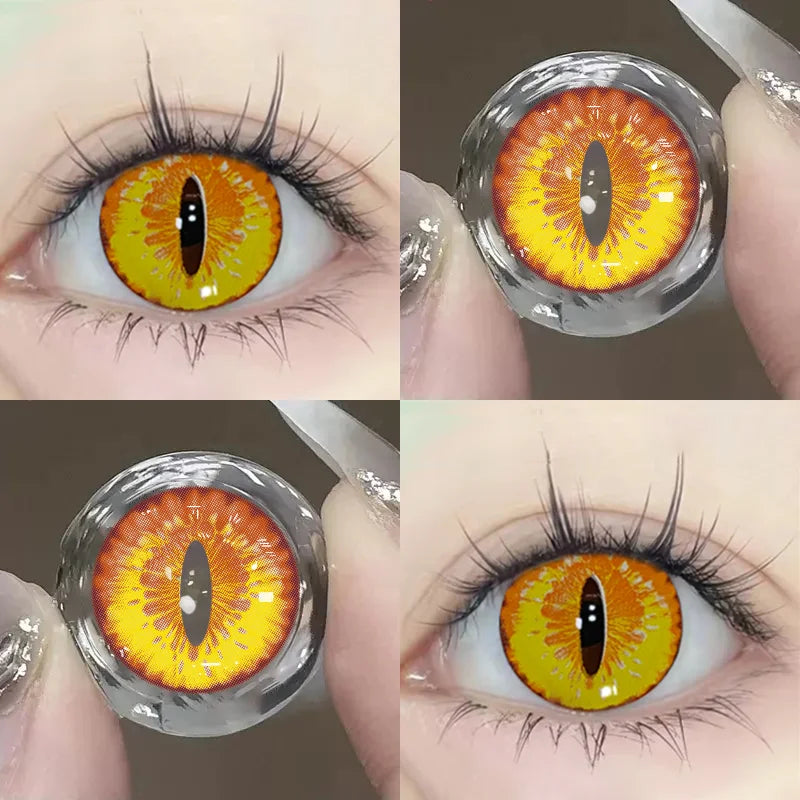 Qfdian Cateye Cosplay Color Contact Lenses Animal Pupil 6months 1pair Halloween Cute Softlens
