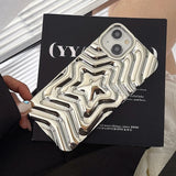 Qfdian Bling Chromed Silver Gradient Five-pointed Star TPU Phone Case For iPhone 16 Pro Max 15 13 14 Plating Silicone Back Cover