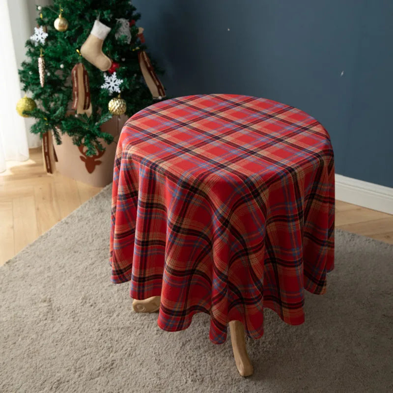 Qfdian Checkered Christmas Tablecloth Oblong Red Retro Plaid Table Cloth Stain Resistance Winter Xmas Holiday Party Kitchen Table Cover