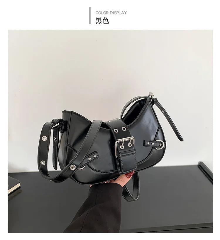 Qfdian Fashion Armpit Bag For Women New Y2K Underarm Bags Solid Color Crescent Shoulder Bag High Quality Crossbody Phone Pouch