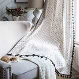 Qfdian Floral Farmhouse Curtains Semi-Blackout Living Room Drapes Cotton Linen Bohemian Window Curtain 1 Panels Tassel Beige Rod Pocket