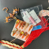 Qfdian 10Pcs High Quality Handmade Press on Nails Real Shot Pure Hand Drawn Wealth Accumulating Dragon Amber Exaggerated Super Cool