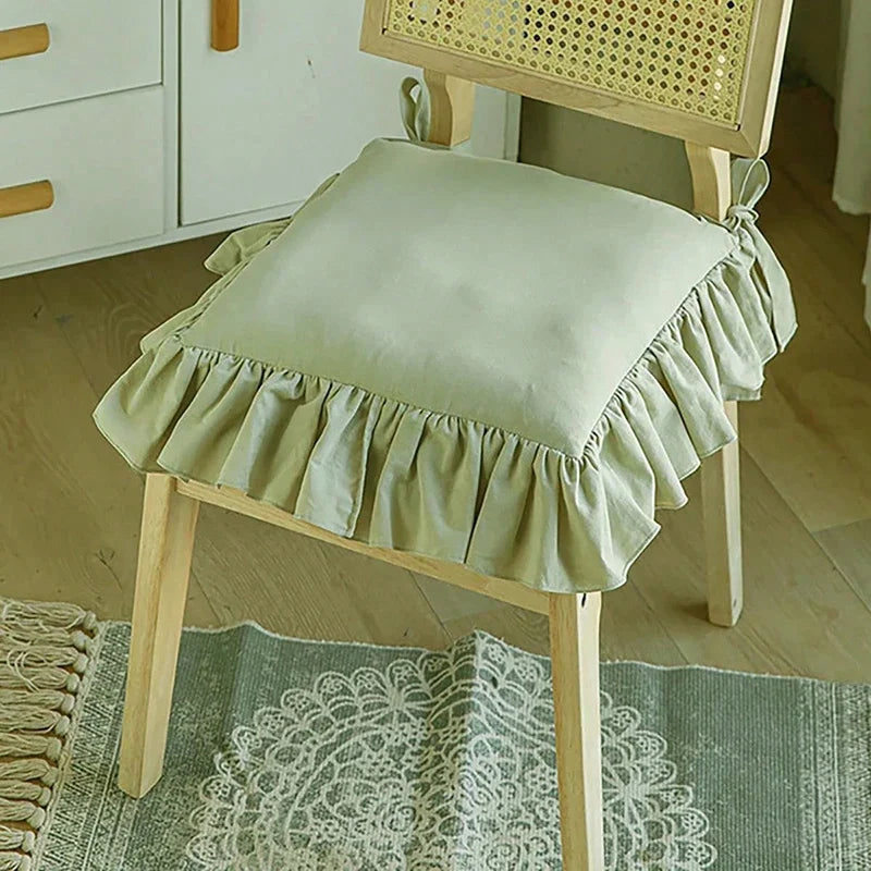 Qfdian White Chair Cover Household Lace Ruffled Seat Slipcovers Living Room Kitchen Office Removable Washable Protector Cushions Covers