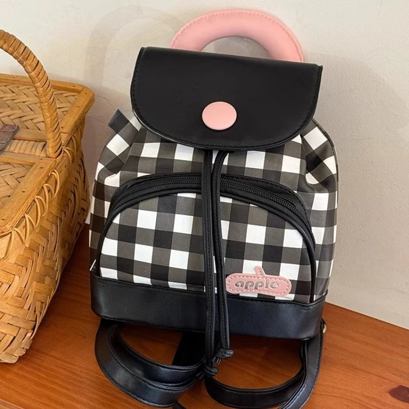 Qfdian Y2k Aesthetic Mini All Match Backpacks Contrast Color Plaid Fashion Casual Preppy Schoolbags Japanese Kawaii Chic Bags for Women