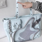 Qfdian All Match Y2k Zipper Pockets Ita Bag Japanese Transparent Vintage Chain Shoulder Underarm Handbags Trendy Women Casual Tote Bags