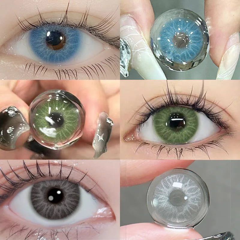 Qfdian 1pair Gray Color Contact Lenses Softlens for Eyes Lenses Cosmetic Eyecontacts Yearly Use