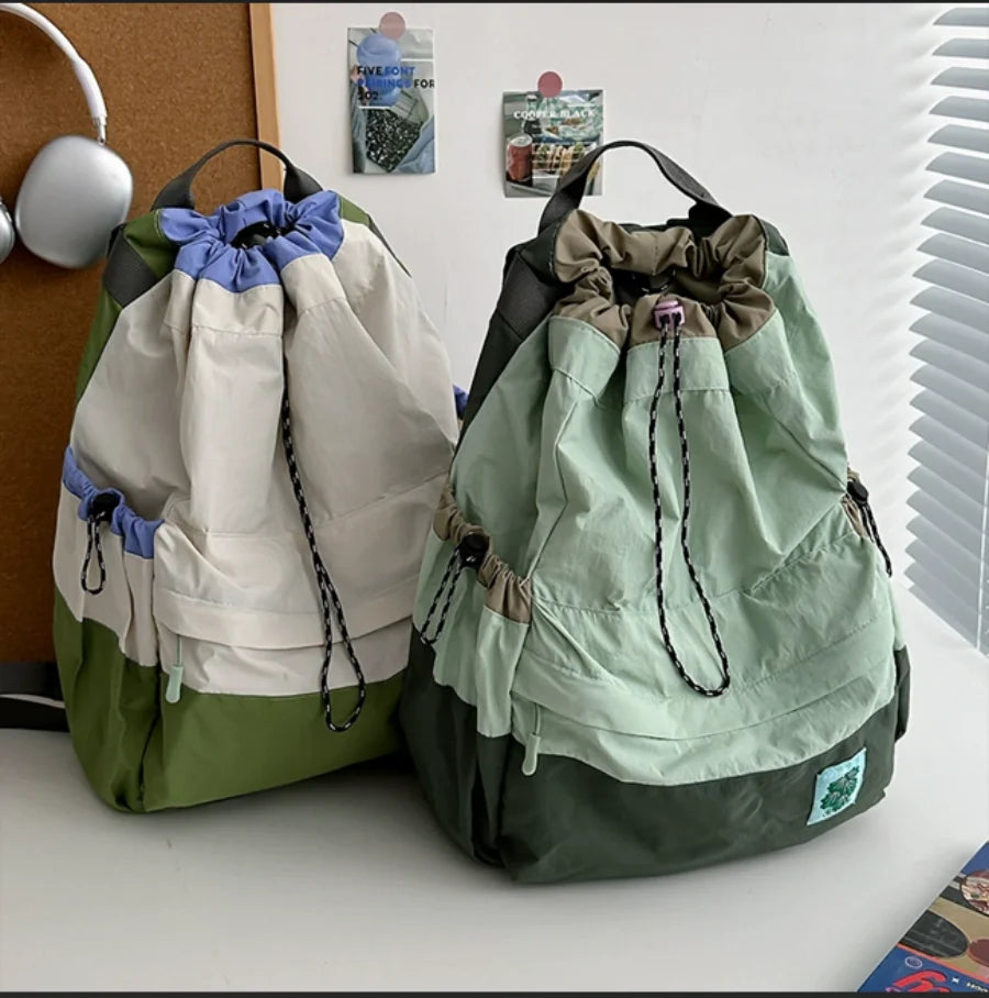 Qfdian New Spring and Autumn Collection Lightweight Backpack with Drawstring Drawstring Bag Outdoor Sports Mountaineering Large Capacit