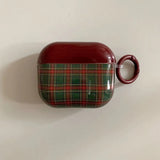 Qfdian Retro Style Grid Pattern Gloss Soft Cover Case for AirPods 4/3/2/1 Pro 2 Wireless Bluetooth Earphone Shell Good Lucky Pendant