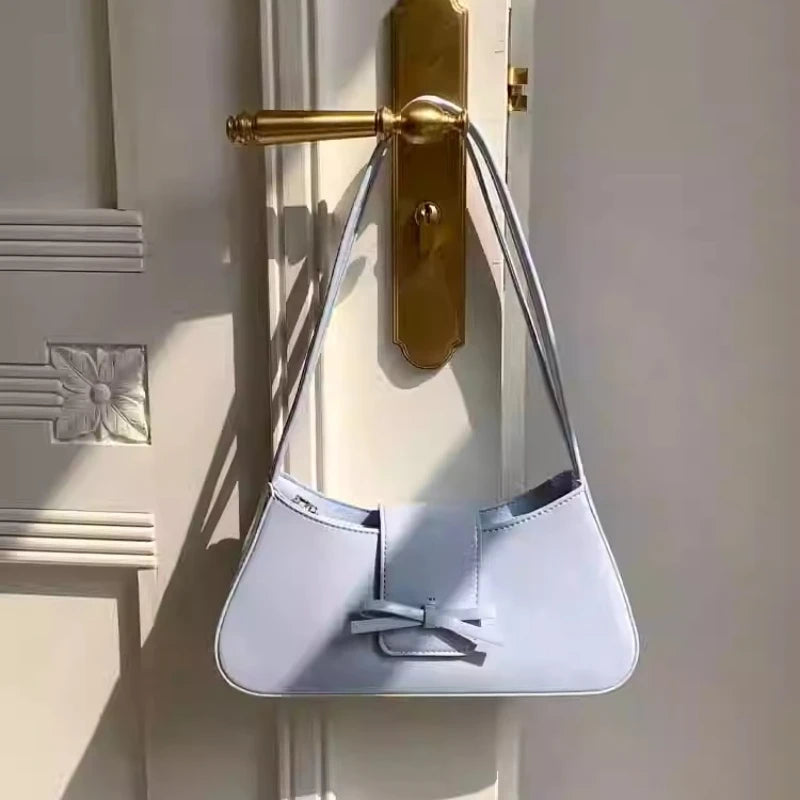 Qfdian Luxury Design All Match Y2k Aesthetic Bow Underarm Bag Women Fairy Elegant Shoulder Bags Office Lady Fashion Purses and Handbags