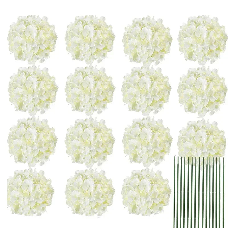 Qfdian Silk Hydrangea Flowers 54 Petals Artificial Hydrangeas with Stem for Flower Arrangement Table Decor Wedding Home Decoration