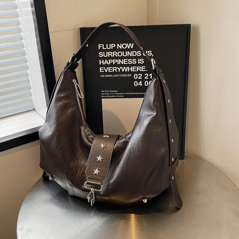 Qfdian Luxury Design Elegant Casual Women's Handbags Y2k Aesthetic Office Lady Underarm Bag Vintage Grunge All Match Ins Shoulder Bags