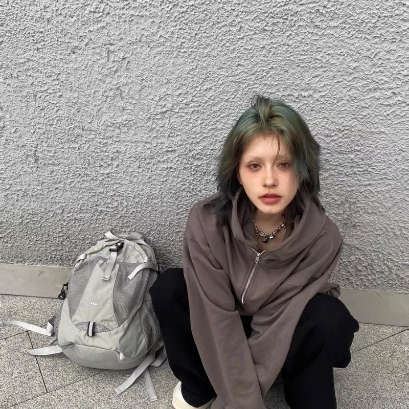 Qfdian Streetwear Vintage Fashion Backpacks Casual Trendy Y2k Aesthetic Students Schoolbags Japanese Women Grunge All Match Rucksacks
