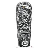 Qfdian Full Arm Tattoo Waterproof Temporary StickerCool Skull Fish Dragon Lion Clock Men Women Art Fake Sticker Glitter Style