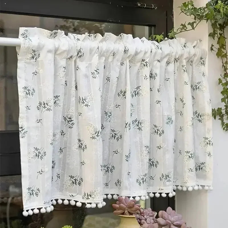 Qfdian 1 Panel Kids Blackout Curtain for Bathroom Bedroom Living Room Classroom Sheer Overlay Double Layer Rod Pocket Drapery with Lace