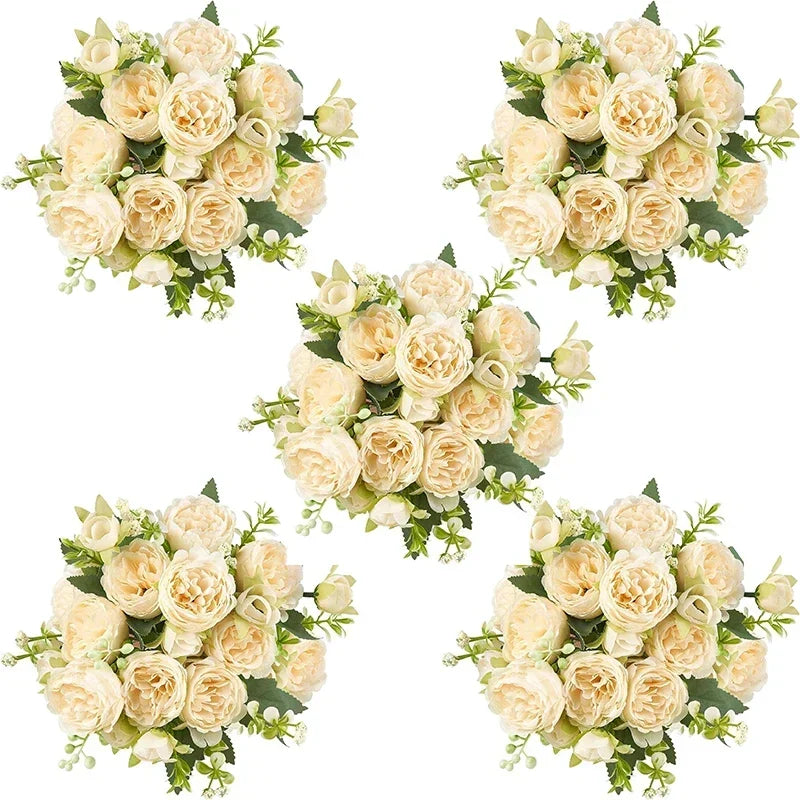 10 Bundles Artificial Peony Flowers Faux Silk Peony Bouquet for Home Wedding Table Centerpiece Decoration