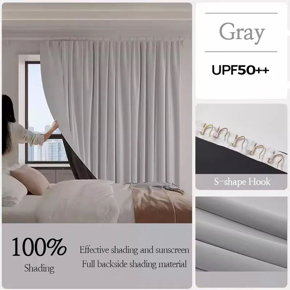 Qfdian Blackout Curtains High Shading Privacy Coated Insulated Lining Living Room Bedroom Grommets Hook 150 200 Home Decor