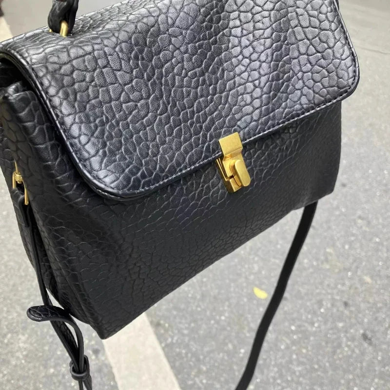 Qfdian Fashion Personality Solid Top-Handle Bag 2025 All Match Office Lady Women's Handbags Y2k Trendy Japanese Shoulder Crossbody Bags