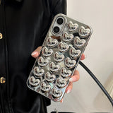 Qfdian Simple Stylish Silver Love Heart Phone Case For iPhone 11 12 13 14 15 16 Pro Max Glossy TPU Protective Back Cover