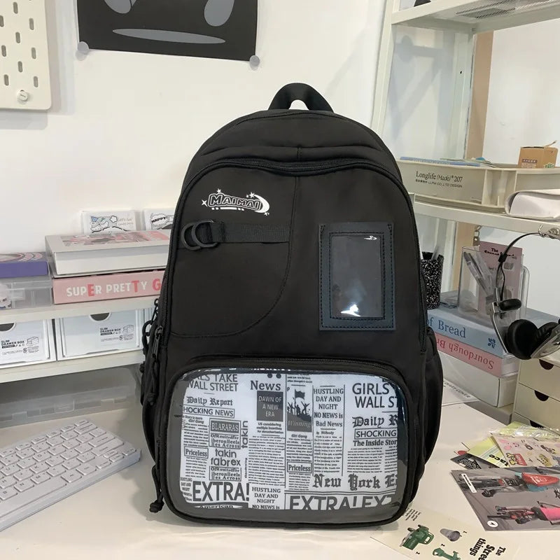 Qfdian Y2k Aesthetic Vintage Grunge Ita Bags High-capacity Transparent Laptop Schoolbags Women Students All Match Ins Preppy Backpacks