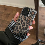 Qfdian Retro Leopard Print Smooth Pattern Mobile Phone Protective Case for iPhone 16 15 14 13 12 Pro Max Shockproof Protection Cover