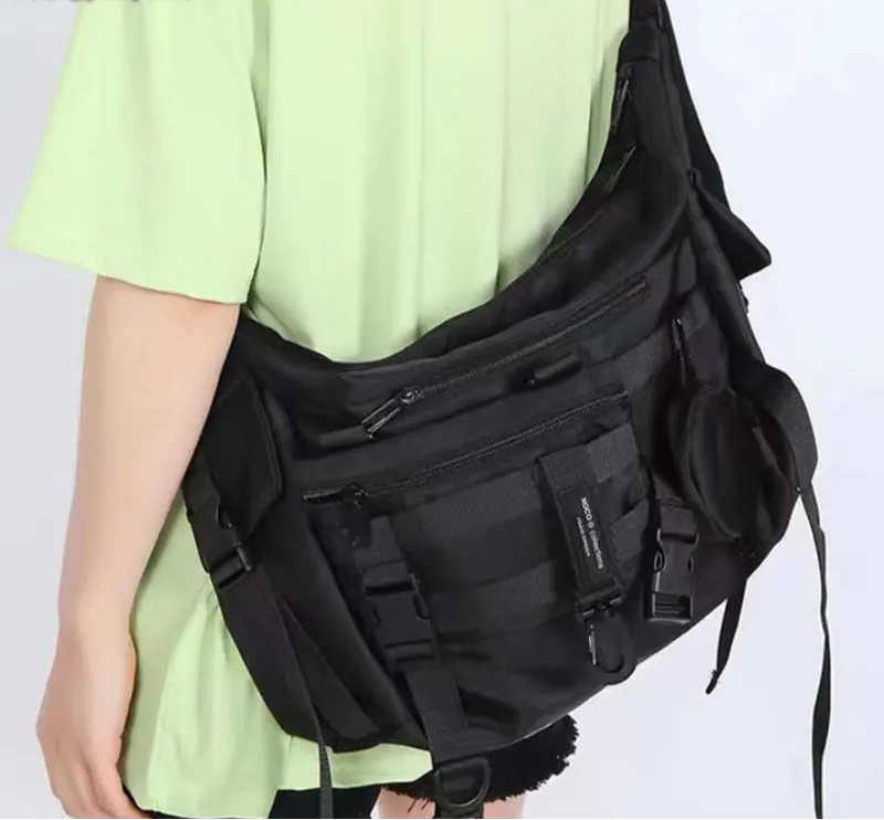 Qfdian Japanese Crossbody Bags Men High-capacity Cargo Preppy Shoulder Handbags Women Casual College Students Laptop Messenger  Y2k