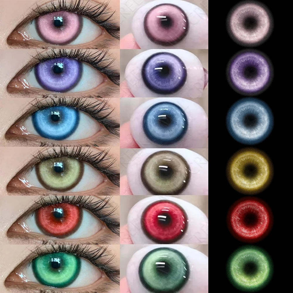 Qfdian 1pair Cosplay Koi Blue Green Pink Red Brown Violet Contact Lenses Halloween Scary Softlens 14.5mm