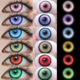 Qfdian 1pair Cosplay Koi Blue Green Pink Red Brown Violet Contact Lenses Halloween Scary Softlens 14.5mm
