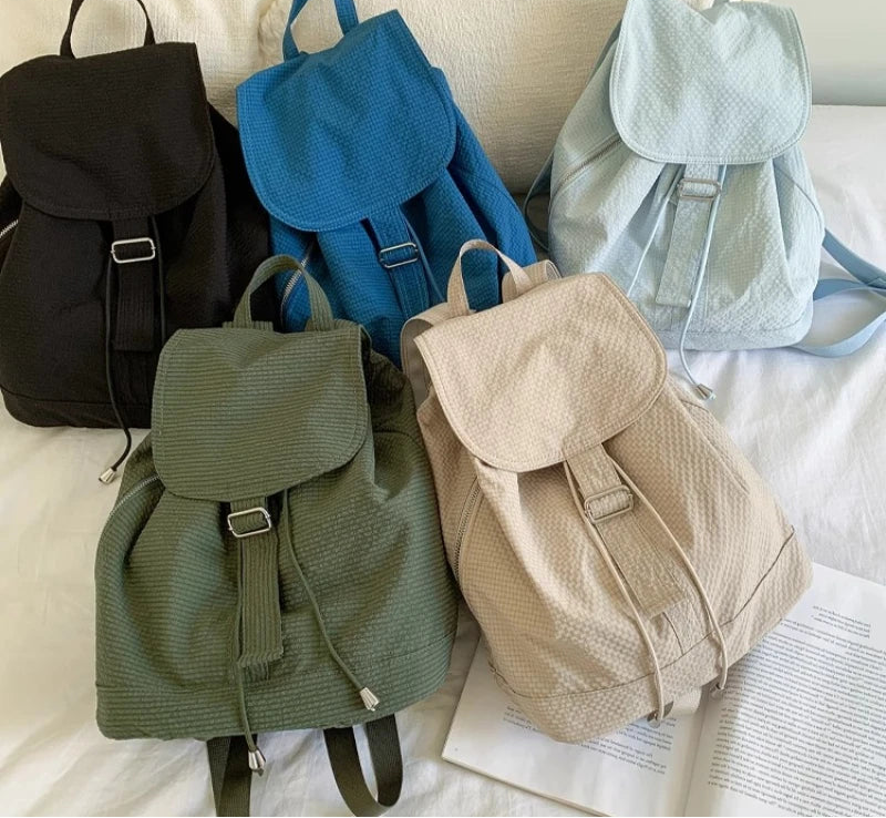 Qfdian Streetwear Vintage Nylon Simple Backpacks Casual All Match Women Students Backpack Y2k Aesthetic Fashion Ins Grunge Schoolbags