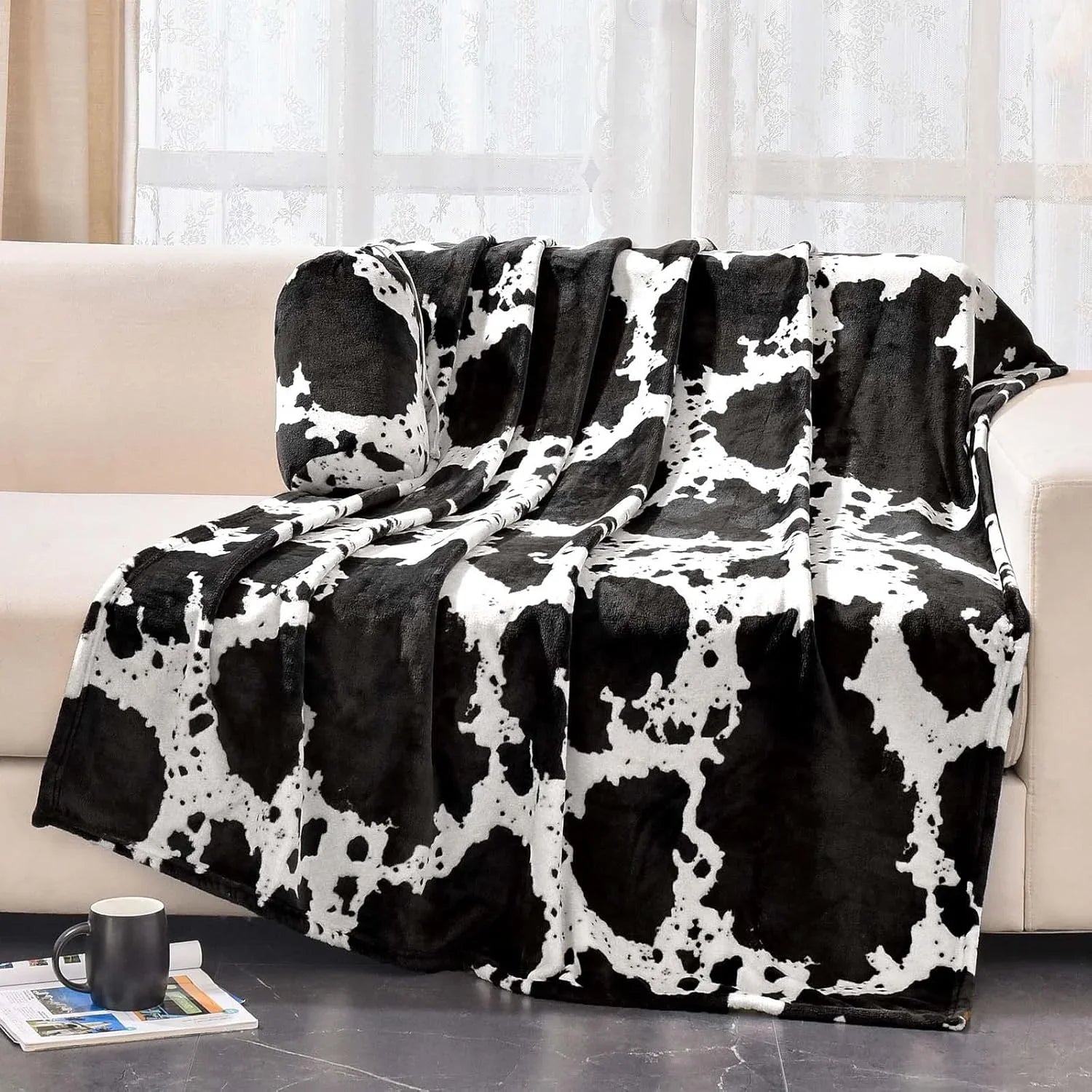 Qfdian Leopard Print Flannel Blanket, Wool Blanket, Single-sided Plush Bed Blanket, Sofa, Travel Super Soft Blanket