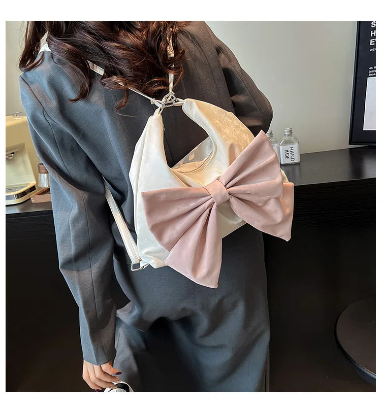 Qfdian Sweet pink commuter armpit bag for women, large capacity one bag, multi-purpose student tote bag for class