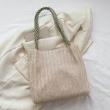 Qfdian Woven grass woven bag for women, large capacity fashionable new flower shoulder bag, casual shoulder bag, summer tote bag