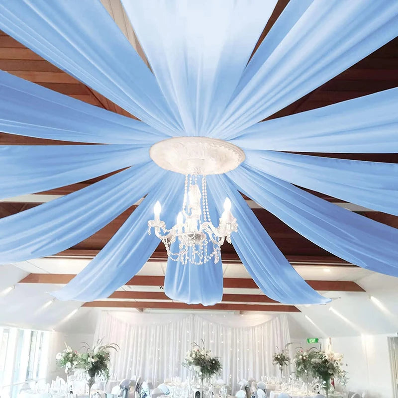 Qfdian Wedding Drapes Ceiling Decoration Chiffon Sheer Curtain for Weddings Reception Birthday Party Arch Drapery Tent Bedroom Backdrop