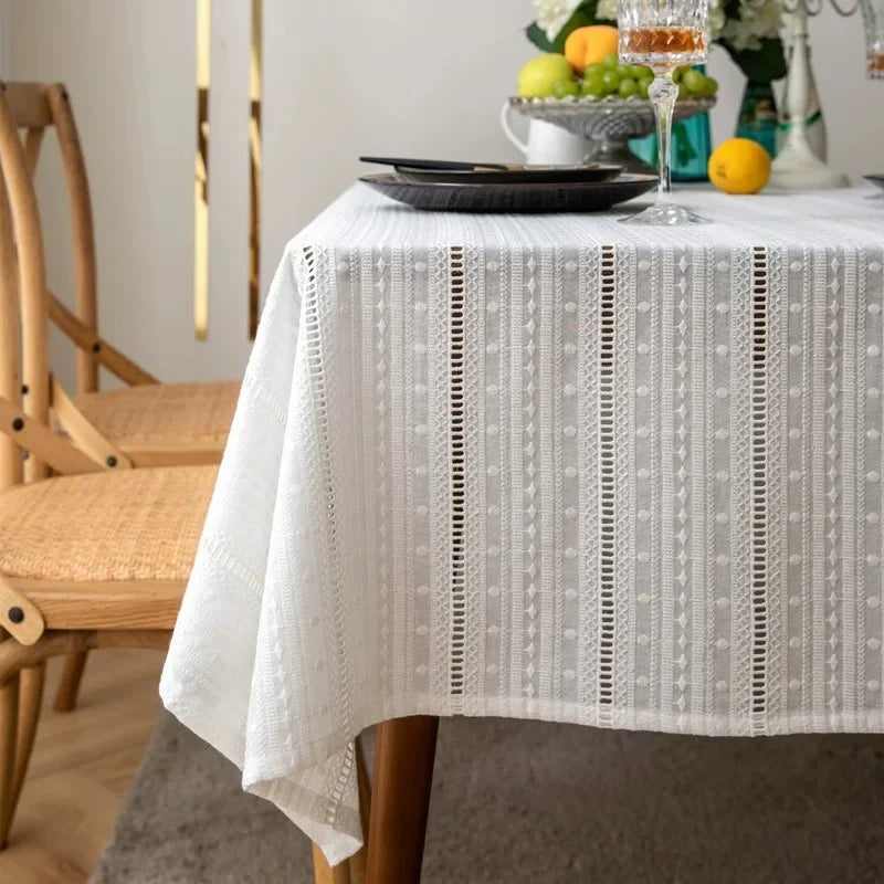 Qfdian Lace Tablecloth Embroidered TableCover Square Classic Dustproof Table Protector for Kitchen Dining Room Party Wedding Decoration