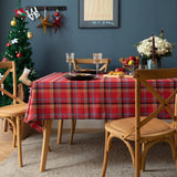 Qfdian Checkered Christmas Tablecloth Oblong Red Retro Plaid Table Cloth Stain Resistance Winter Xmas Holiday Party Kitchen Table Cover