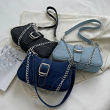 Qfdian Small Design Jeans Bag Women's New Cross-Shoulder Bag Shoulder Canvas Bag Crossbody Bags for Women CHAINS Сумка Женская