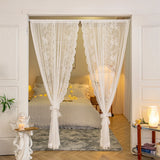 Qfdian Romantic Lace Sheer Rod Pocket Luxury Curtain Tulle French window bedroom Living room Partition Curtain Home Decor