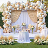 Qfdian 1Panel White Backdrop Ceiling Drapes Wrinkle Free Tent Rod Pocket Curtains Fabric for Wedding Ceremony Birthday Party Decoration