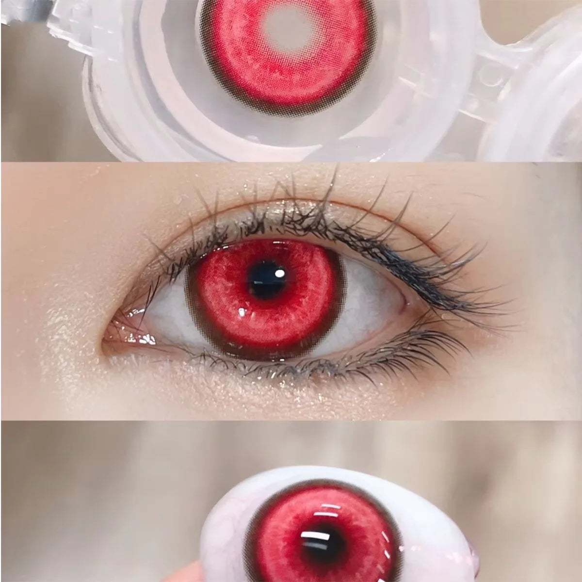 Qfdian 1pair Cosplay Koi Blue Green Pink Red Brown Violet Contact Lenses Halloween Scary Softlens 14.5mm