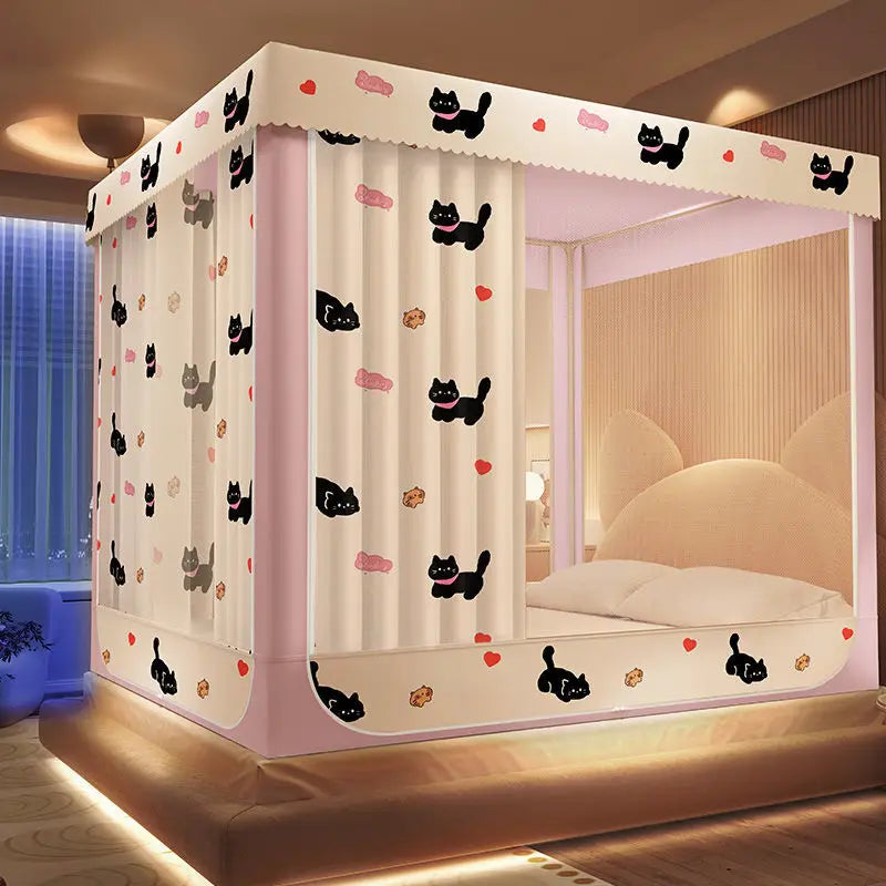 Qfdian Four-Cornered Mosquito Net Bedding Net Bed Tent Curtain with Stand