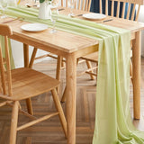 Qfdian Sage Green Chiffon Table Runner Gauze Rustic Sheer Table Decor for Romantic Bridal Baby Shower Birthday Party Wedding Decoration