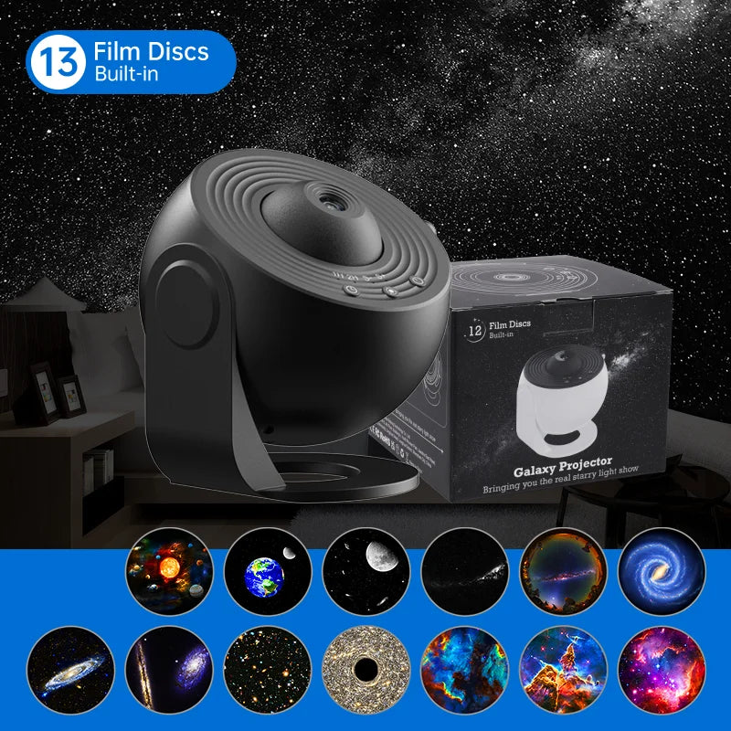 Qfdian Night Light Galaxy Projector Starry Sky Projector 360° Rotate Planetarium Lamp For Kids Bedroom Valentines Day Gift Wedding Deco