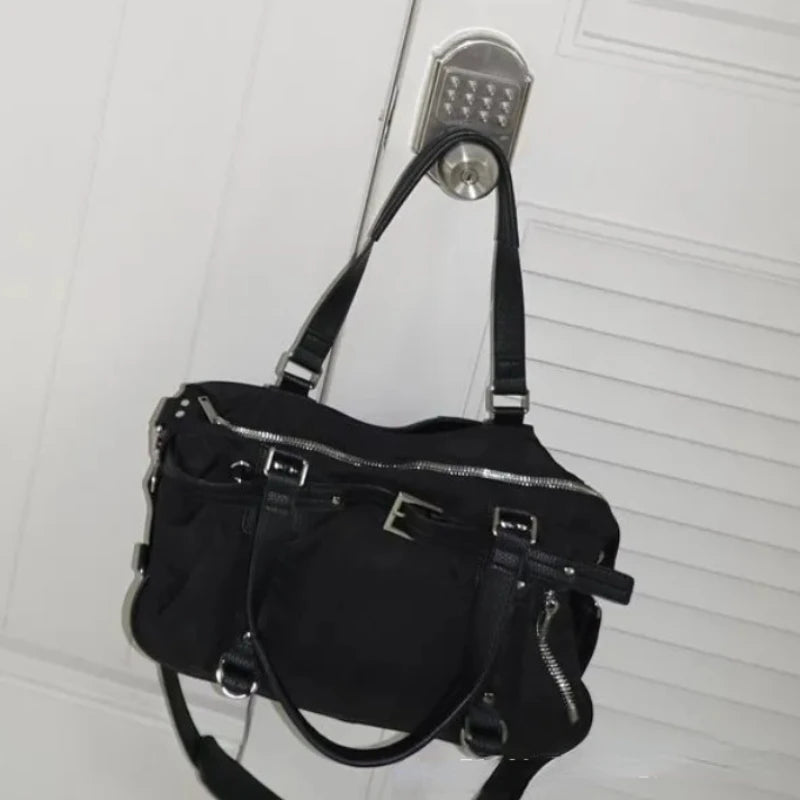 Qfdian Luxury Design Women Patchwork Underarm Bag Korean New Office Lady Fashion Chic Shoulder Handbags Y2k Ins Casual Travel Tote Bags