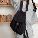 Qfdian Streetwear Vintage Nylon Simple Backpacks Casual All Match Women Students Backpack Y2k Aesthetic Fashion Ins Grunge Schoolbags